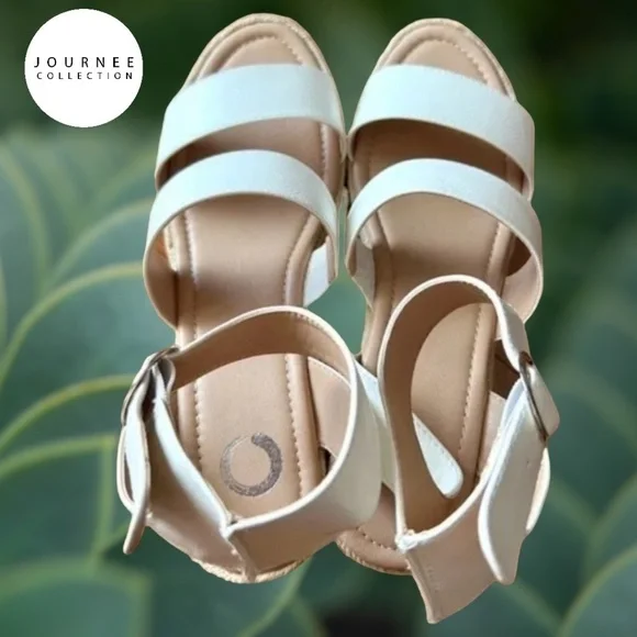 NEW JOURNEE COLLECTION White Norra Espadrille Wedge Sandals, 10M - Picture 8 of 12
